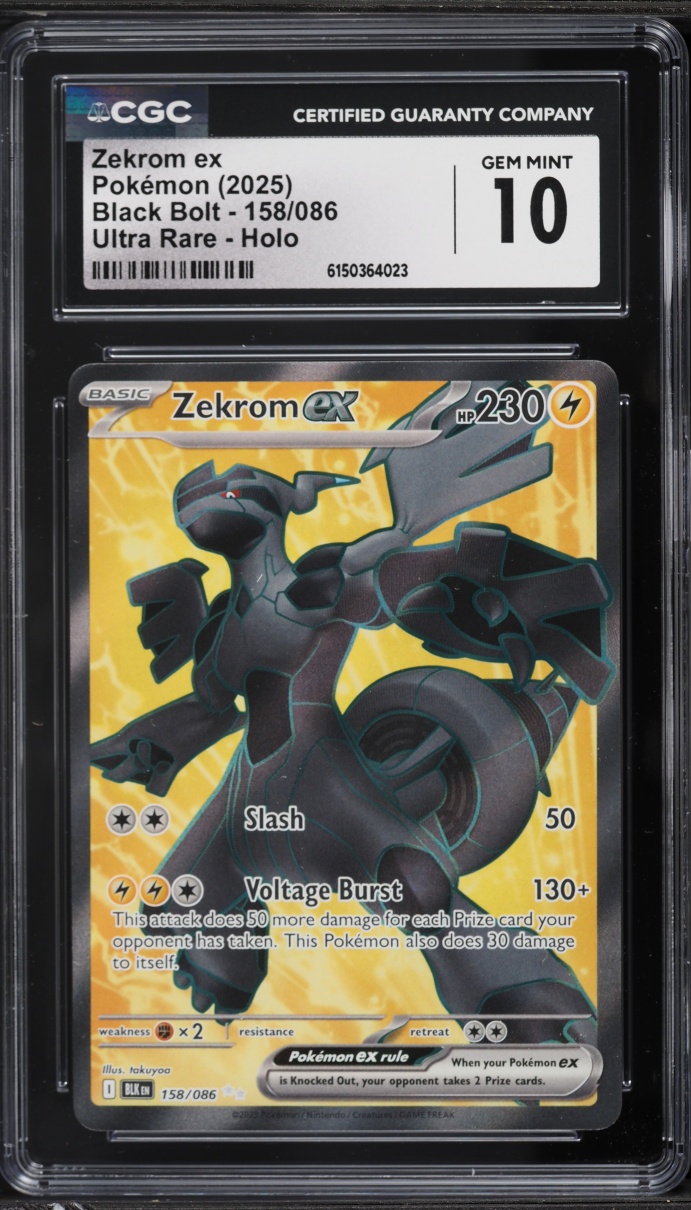 2025 Pokemon Scarlet & Violet Black Bolt Full Art Zekrom EX #158 CGC 10 GEM MINT