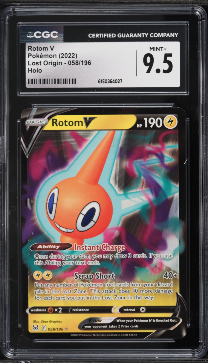 2022 Pokemon Sword & Shield Lost Origin Rotom V #58 CGC 9.5 MINT+