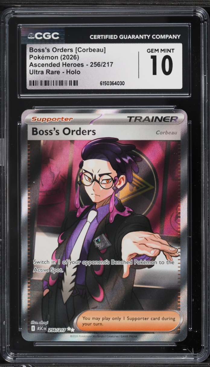 2026 Pokemon Mega Evolution Ascended Heroes Full Art Boss's Orders Corbeau #256 CGC 10 GEM MINT
