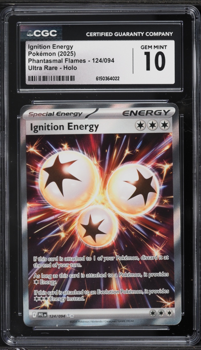 2025 Pokemon Mega Evolution Phantasmal Flames Full Art Ignition Energy #124 CGC 10 GEM MINT