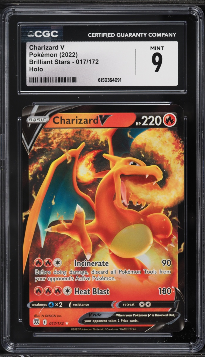 2022 Pokemon Sword & Shield Brilliant Stars Charizard V #17 CGC 9 MINT