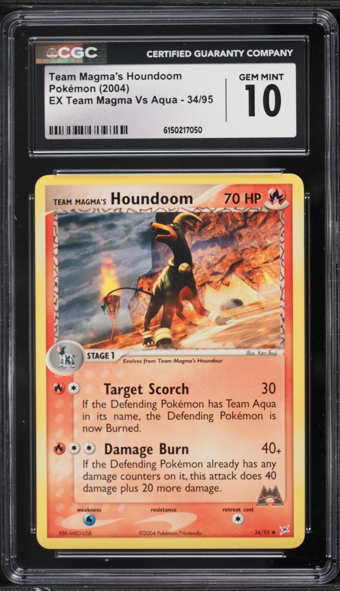 2004 Pokemon EX Team Magma Vs Aqua Team Magma's Houndoom #34 CGC 10 GEM MINT
