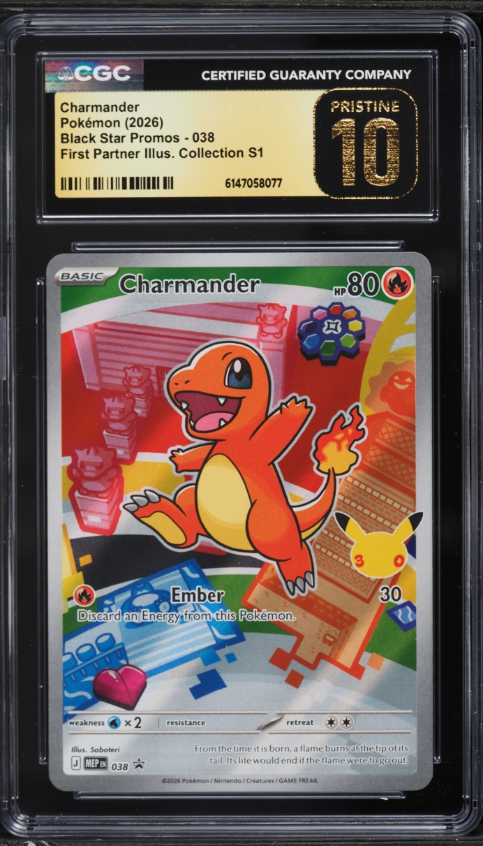 2026 Pokemon Mega Promo First Partner Illustration Full Art Charmander #038 CGC 10 PRISTINE