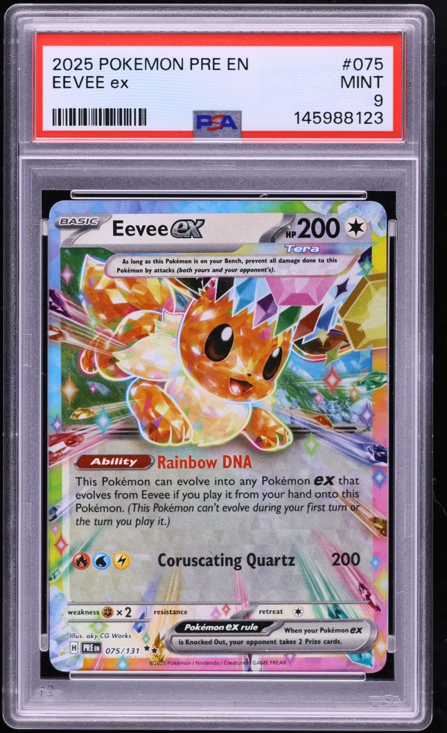 2025 Pokemon Scarlet & Violet Prismatic Evolutions Holo Eevee ex #75 PSA 9 MINT