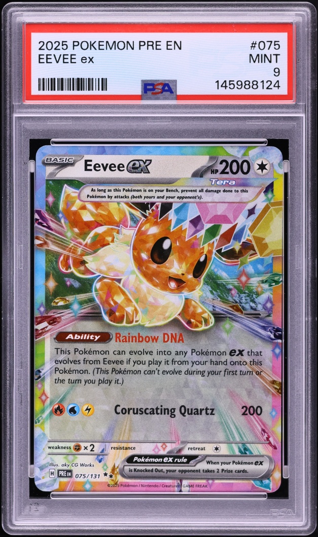 2025 Pokemon Scarlet & Violet Prismatic Evolutions Holo Eevee ex #75 PSA 9 MINT