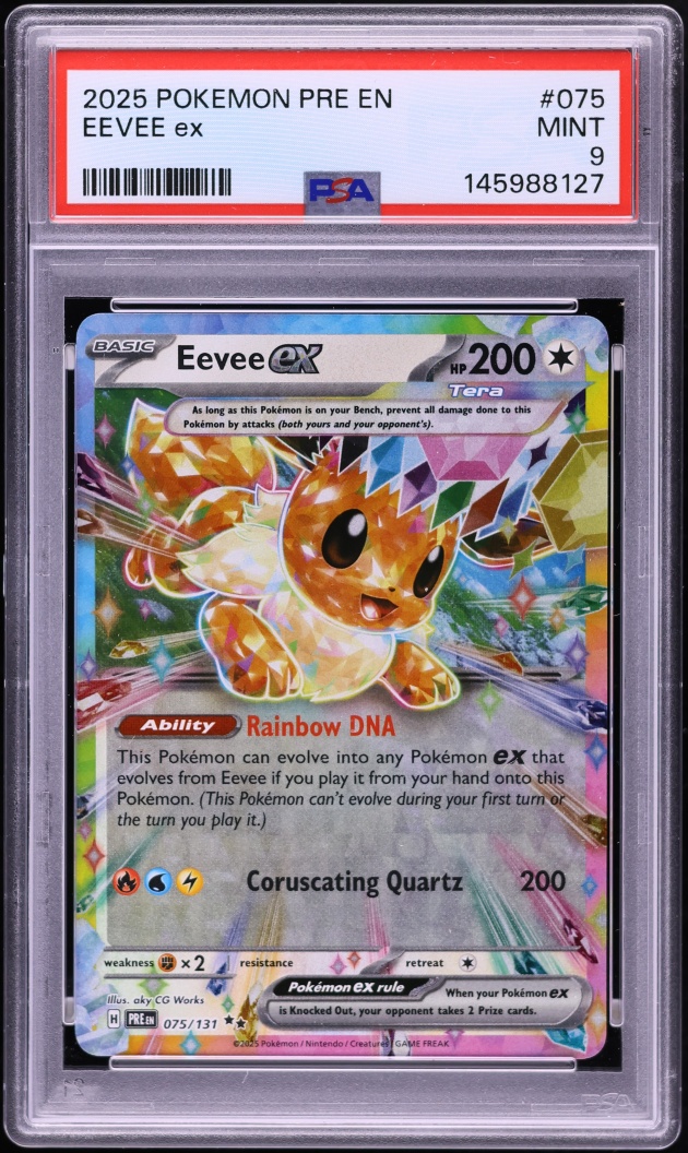 2025 Pokemon Scarlet & Violet Prismatic Evolutions Holo Eevee ex #75 PSA 9 MINT