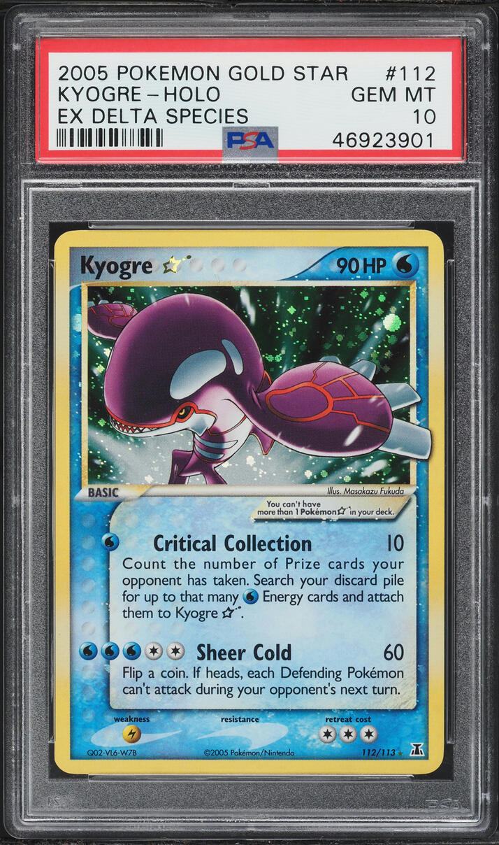 2005 Pokemon EX Delta Species Holo Kyogre Gold Star #112 PSA 10 GEM MINT