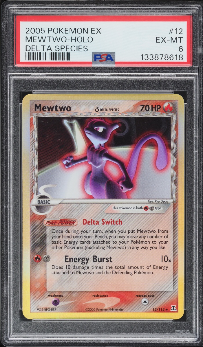 2005 Pokemon EX Delta Species Holo Mewtwo #12 PSA 6 EXMT