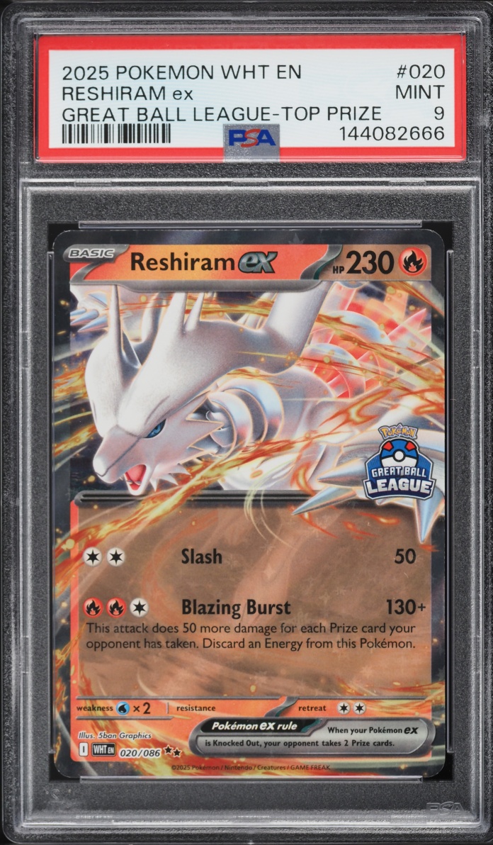 2025 Pokemon SV White Flare Great Ball League Top Prize Holo Reshiram ex #20 PSA 9 MINT