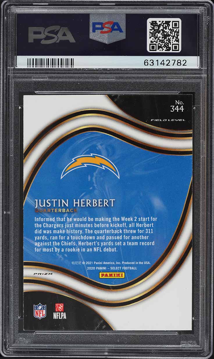 2020 Select Field Level Silver Prizm Justin Herbert ROOKIE #344 PSA 9 MINT