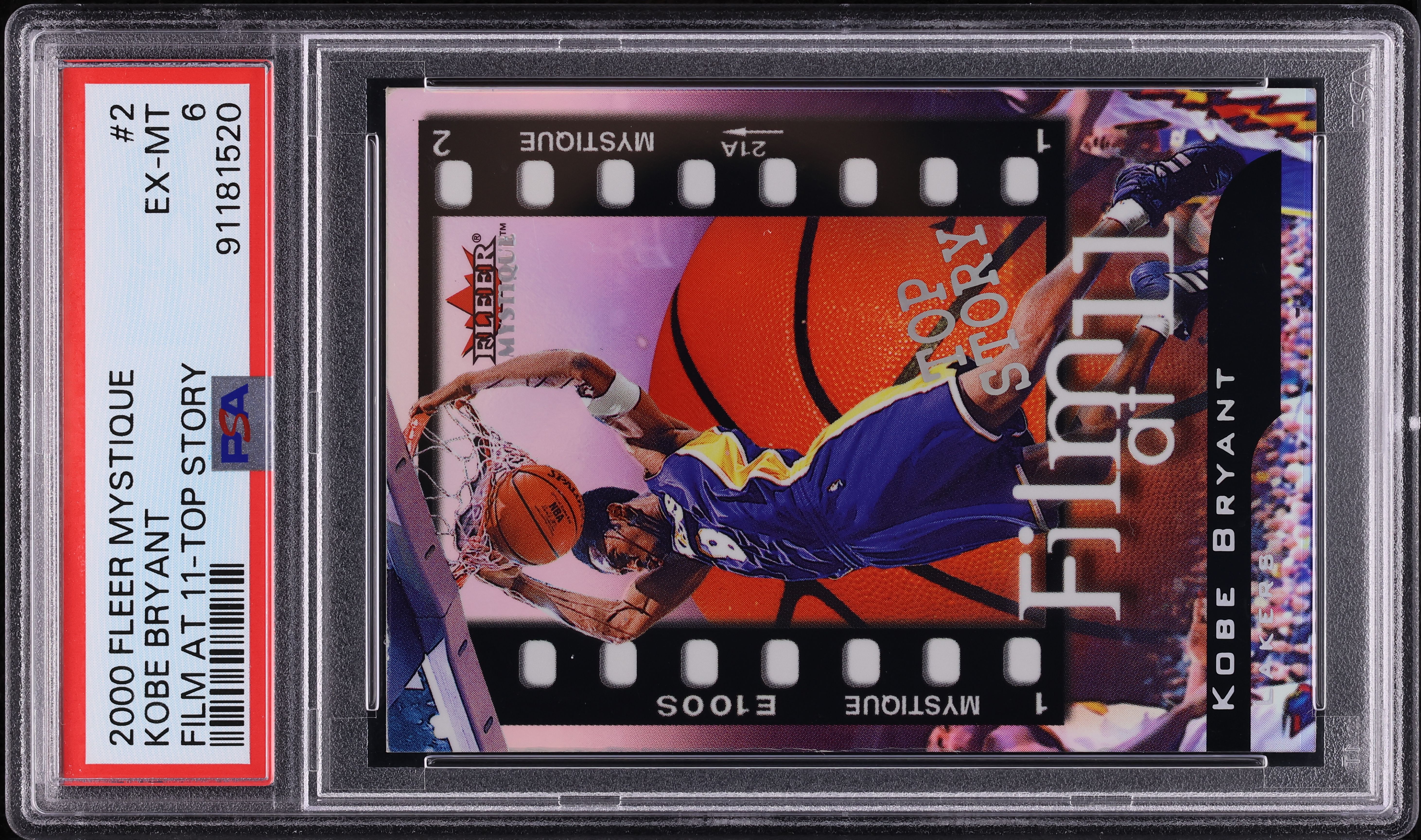 2000 Fleer Mystique Film At 11 Top Story Kobe Bryant /11 #2 PSA 6 