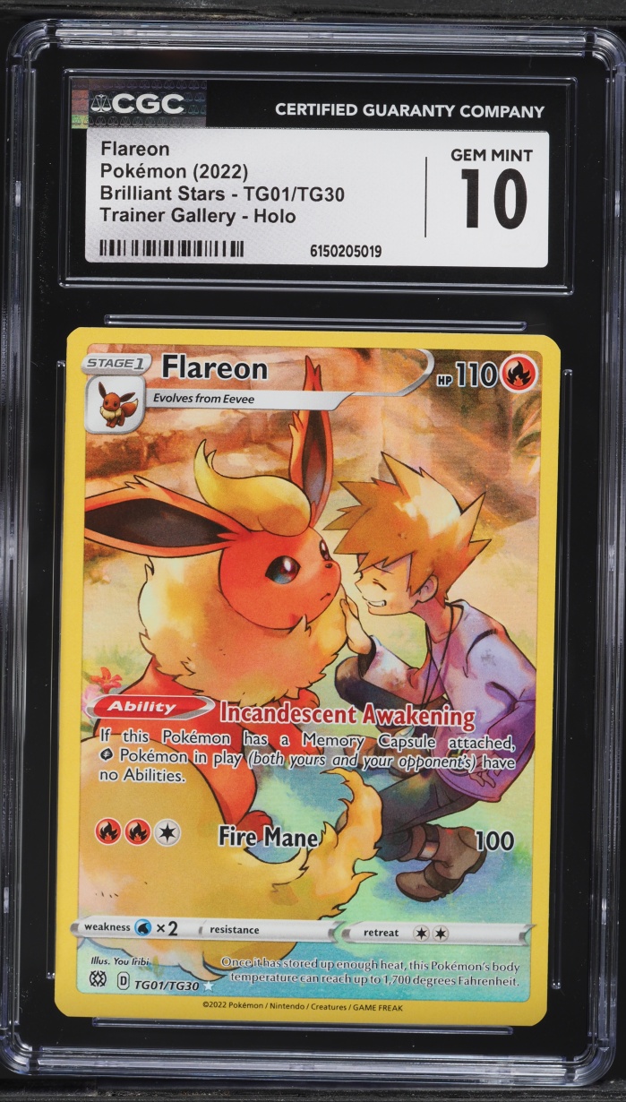 2022 Pokemon Sword & Shield Brilliant Stars CHR Flareon #TG01 CGC 10 GEM MINT