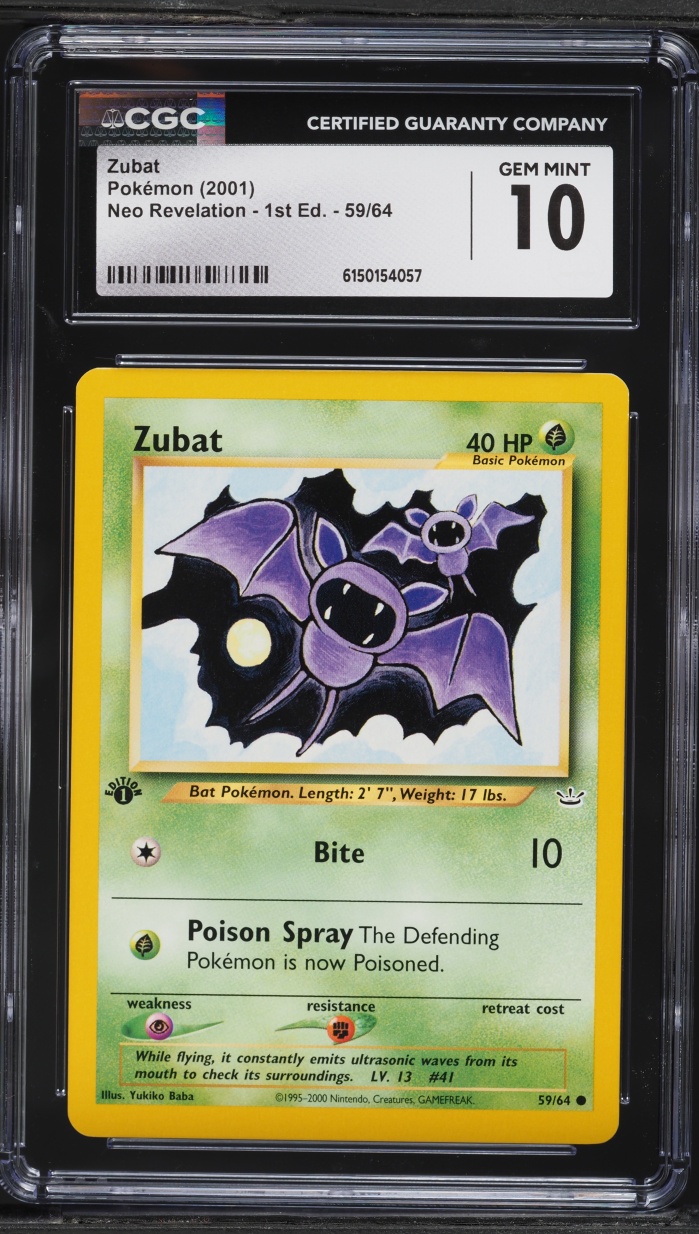 2001 Pokemon Neo Revelation 1st Edition Zubat #59 CGC 10 GEM MINT