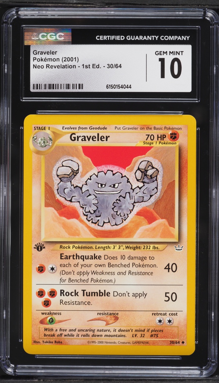 2001 Pokemon Neo Revelation 1st Edition Graveler #30 CGC 10 GEM MINT