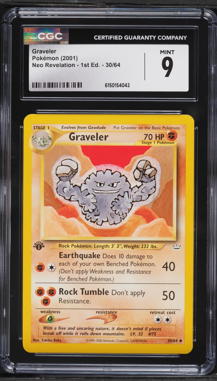 2001 Pokemon Neo Revelation 1st Edition Graveler #30 CGC 9 MINT