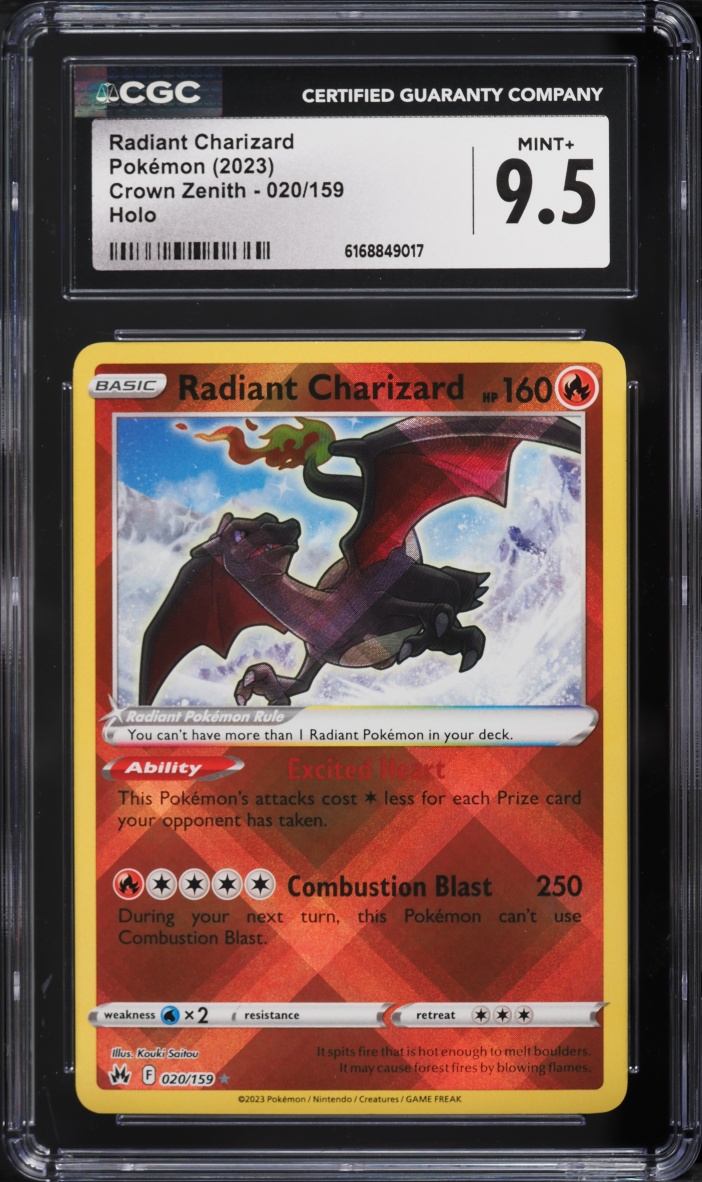 2023 Pokemon Sword & Shield Crown Zenith Holo Radiant Charizard #20 CGC 9.5 MINT+