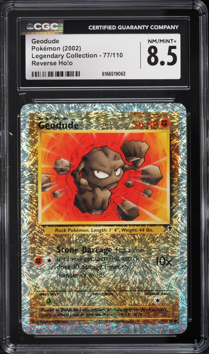 2002 Pokemon Legendary Collection Reverse Holo Geodude #77 CGC 8.5 NM-MT+