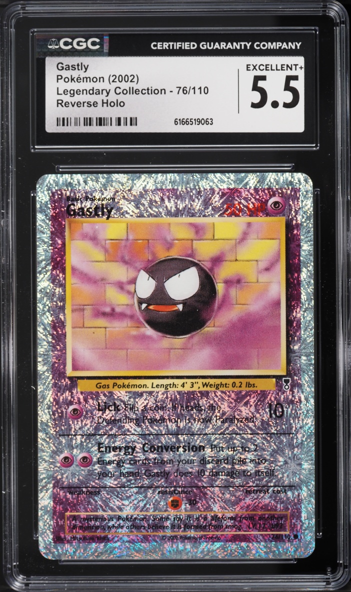 2002 Pokemon Legendary Collection Reverse Holo Gastly #76 CGC 5.5 EX+
