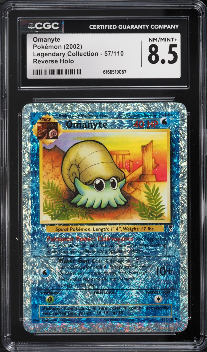2002 Pokemon Legendary Collection Reverse Holo Omanyte #57 CGC 8.5 NM-MT+