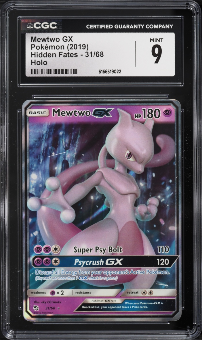 2019 Pokemon Sun & Moon Hidden Fates Holo Mewtwo GX #31 CGC 9 MINT