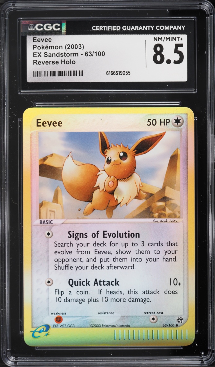 2003 Pokemon EX Sandstorm Reverse Holo Eevee #63 CGC 8.5 NM-MT+
