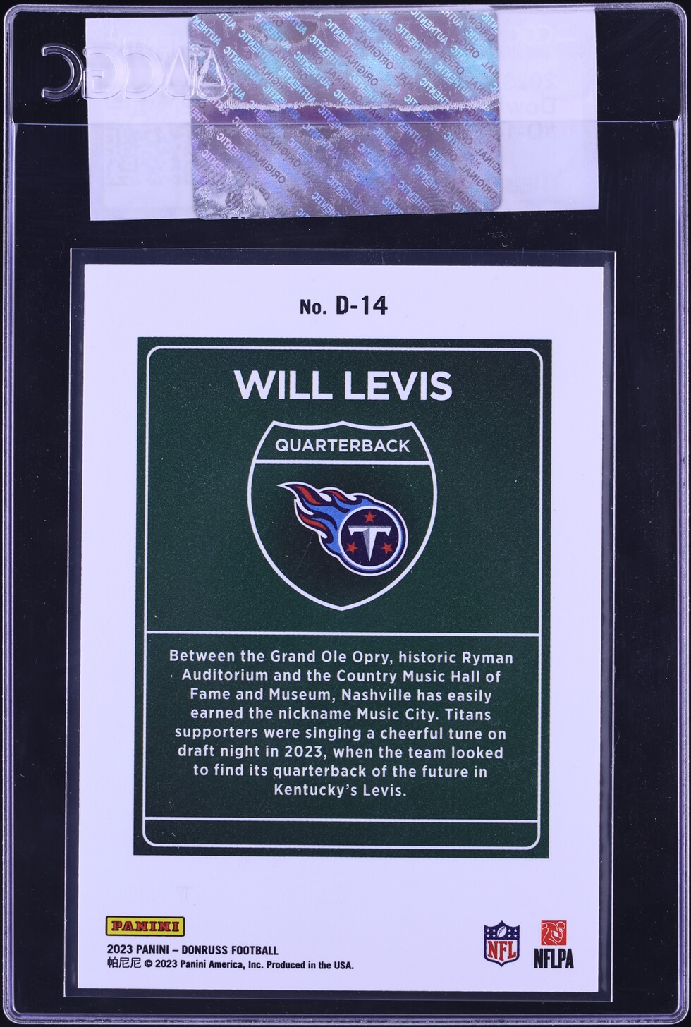 2023 Donruss Downtown Will Levis ROOKIE #D-14 CGC AUTH