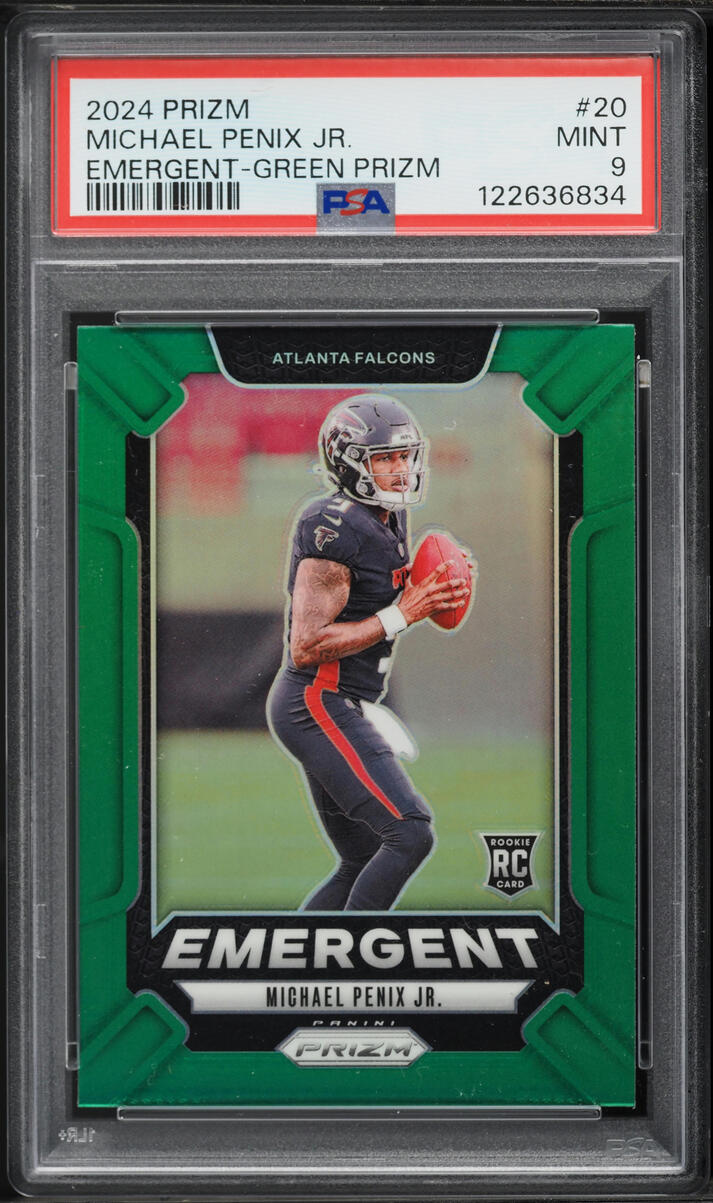 2024 Panini Prizm Emergent Green Michael Penix Jr. ROOKIE #20 PSA 9 MINT