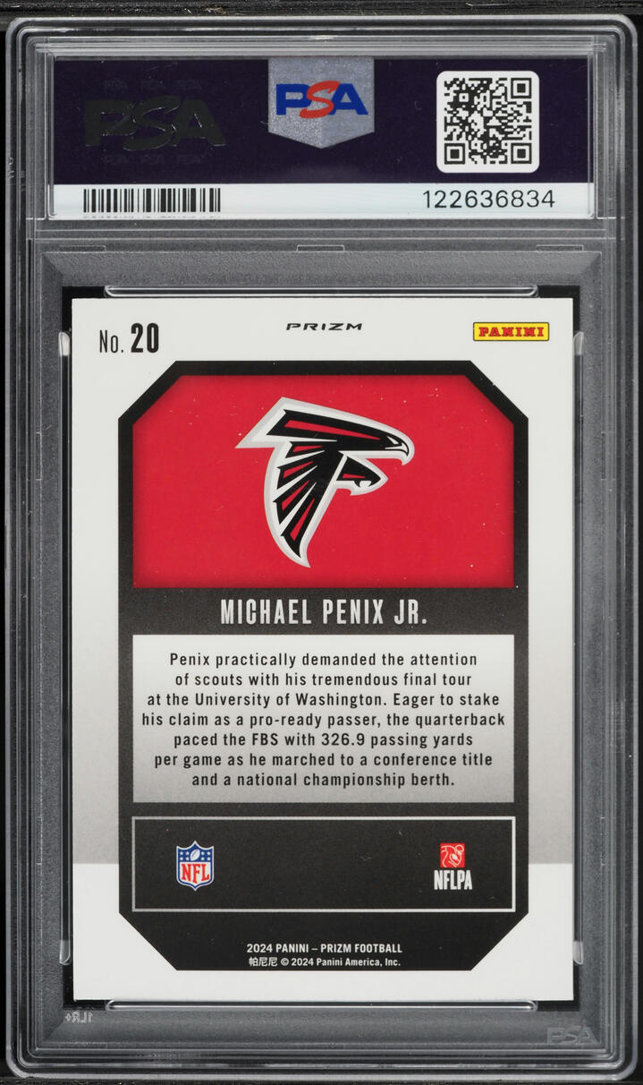 2024 Panini Prizm Emergent Green Michael Penix Jr. ROOKIE #20 PSA 9 MINT