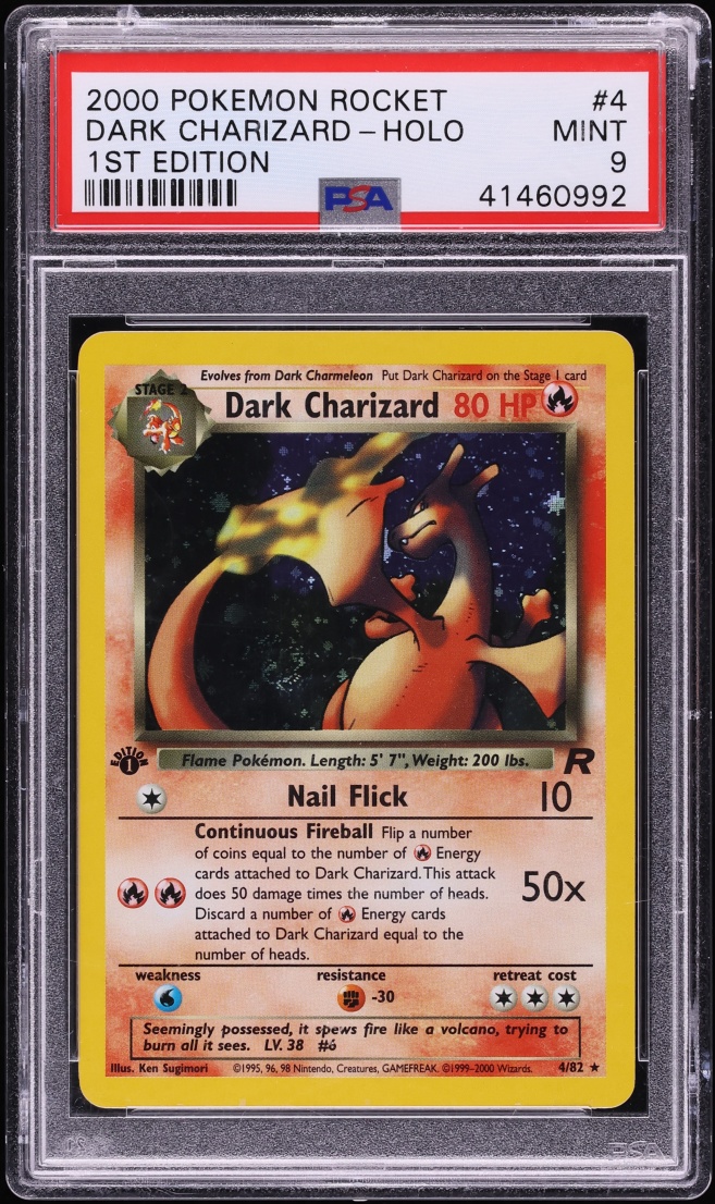 2000 Pokemon Team Rocket 1st Edition Holo Dark Charizard #4 PSA 9 MINT