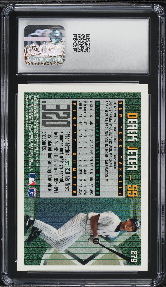 1995 Finest w/ Coating Derek Jeter #279 CGC 8 NM-MT