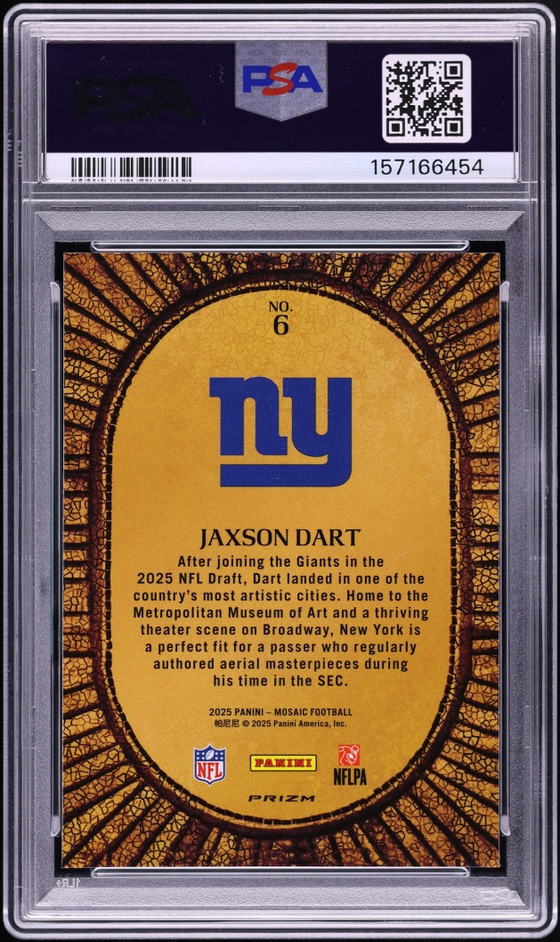 2025 Panini Mosaic Micro Jaxson Dart ROOKIE #6 PSA 10 GEM MINT