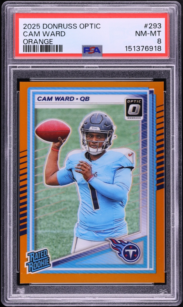 2025 Donruss Optic Orange Cam Ward ROOKIE /299 #293 PSA 8 NM-MT