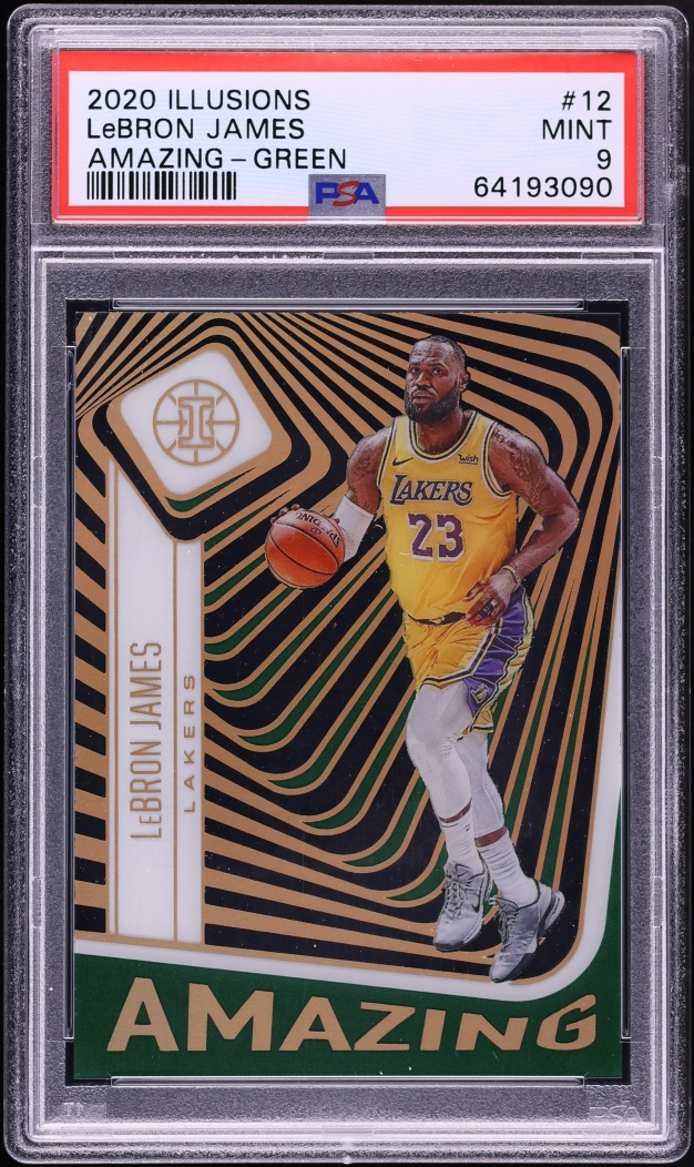 2020 Panini Illusions Amazing Green LeBron James /5 #12 PSA 9 MINT