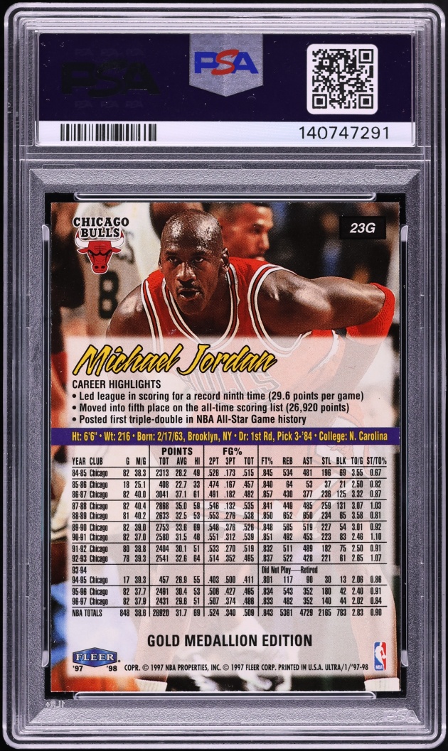 1997 Ultra Gold Medallion Michael Jordan #23G PSA 9 MINT