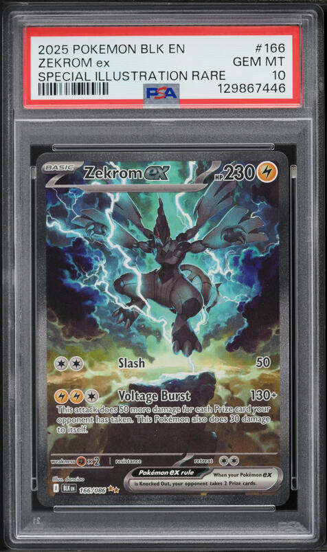 2025 Pokemon Scarlet & Violet Black Bolt SIR Zekrom EX #166 PSA 10