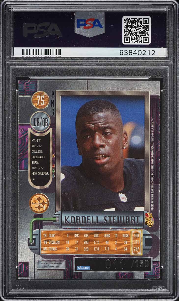 1997 Metal Universe Precious Metal Gems PMG Green Kordell Stewart /15 #75 PSA 7