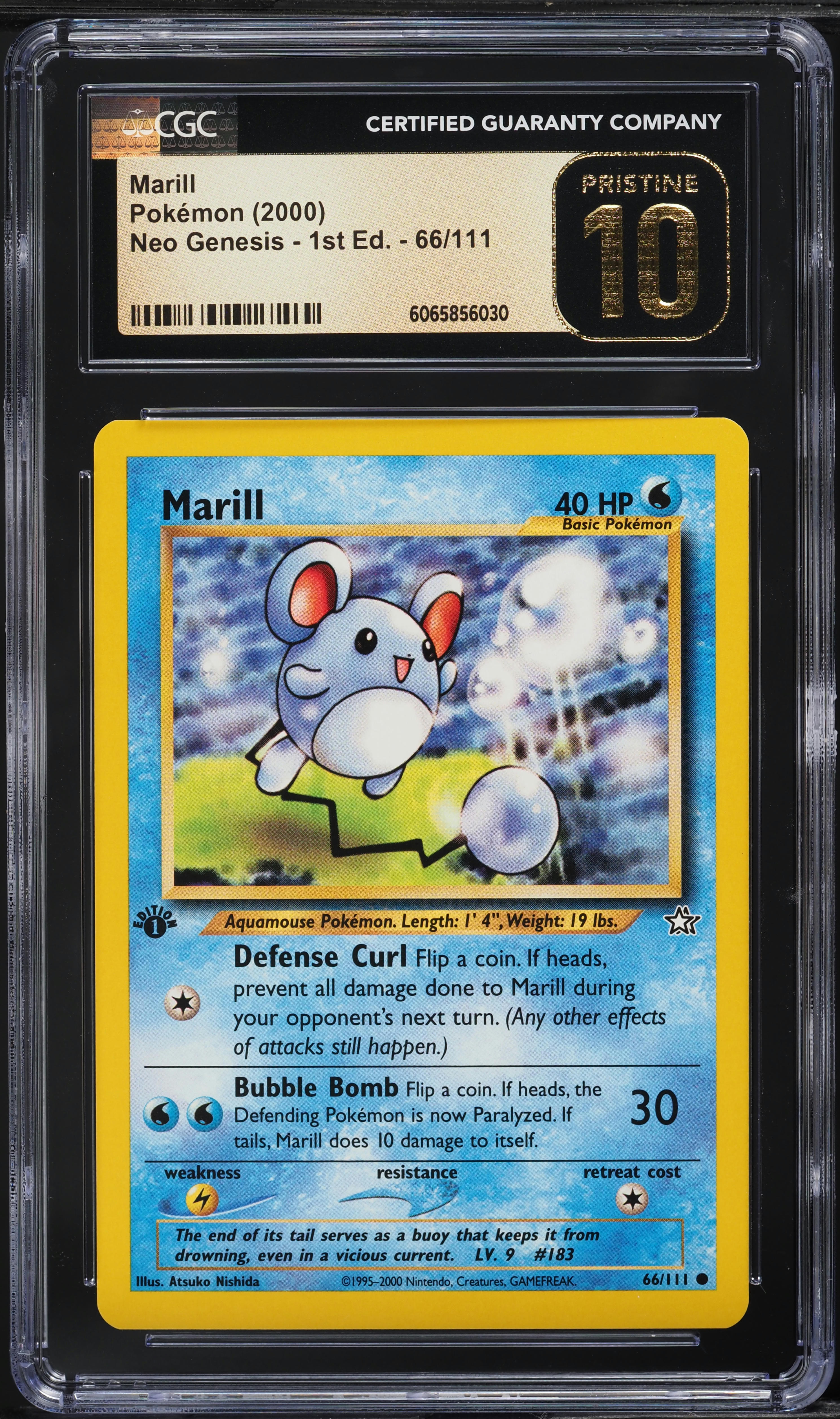 2000 Pokemon Neo Genesis 1st Edition Marill #66 CGC 10 PRISTINE