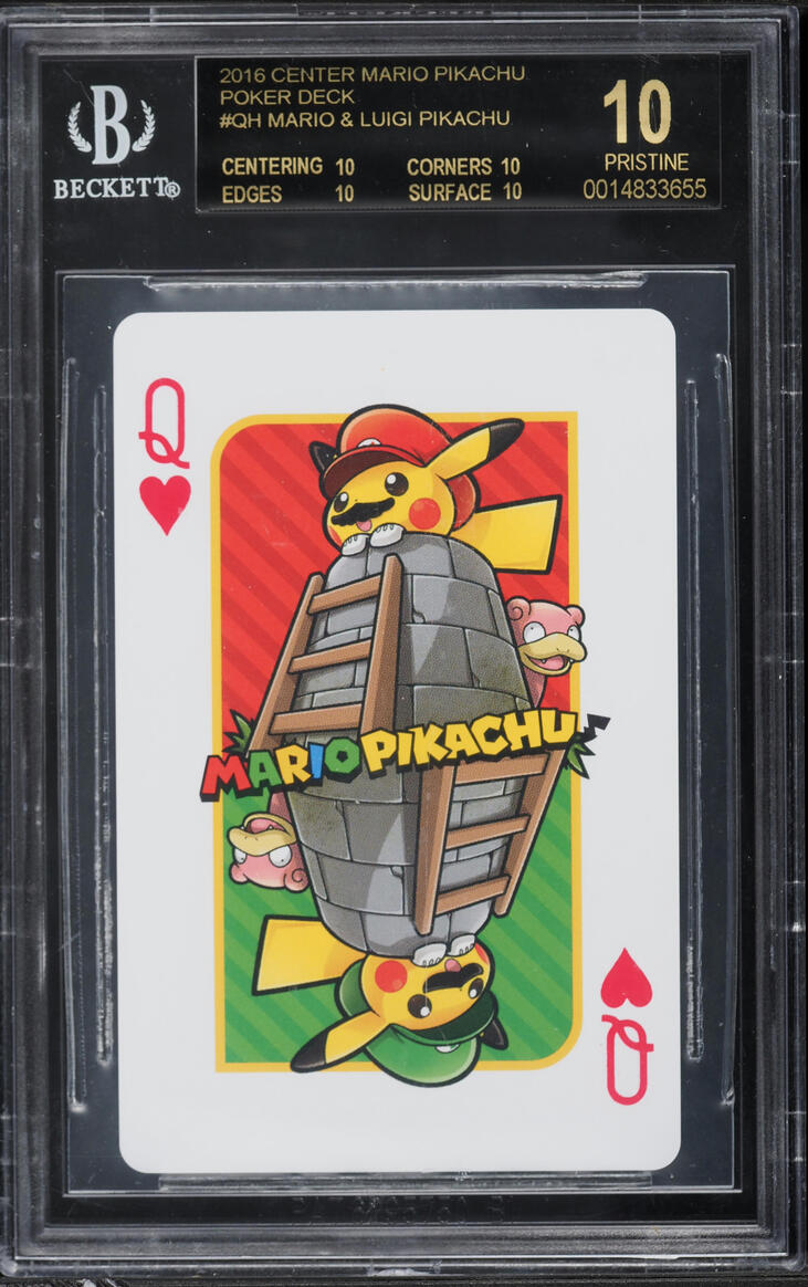 2016 Pokemon Center Mario Pikachu Poker Deck Mario & Luigi Pikachu BGS 10 BLACK LABEL