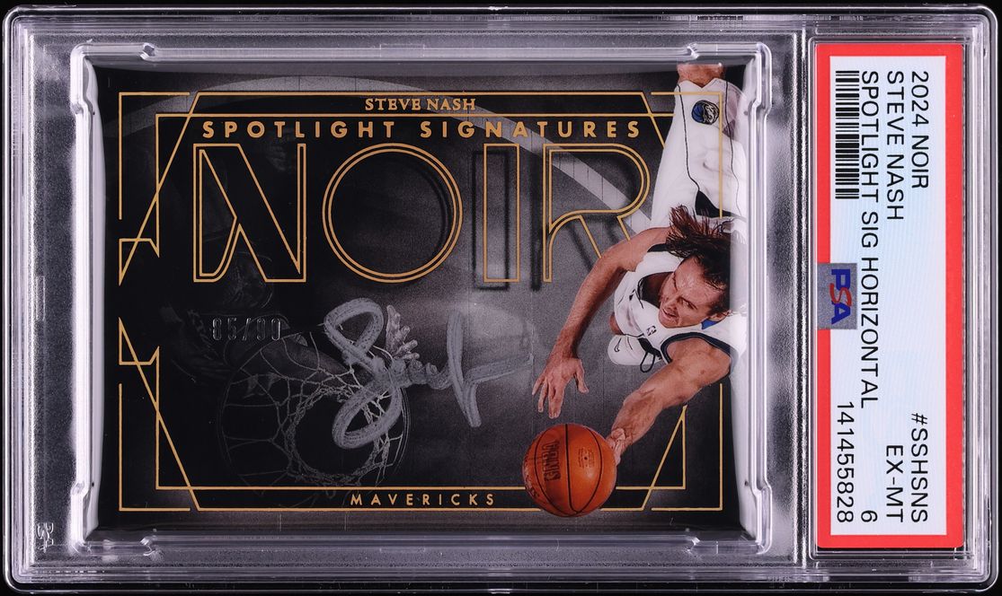 2024 Panini Noir Spotlight Signatures Horizontal Steve Nash AUTO /99 #SSH-SNS PSA 6 EXMT