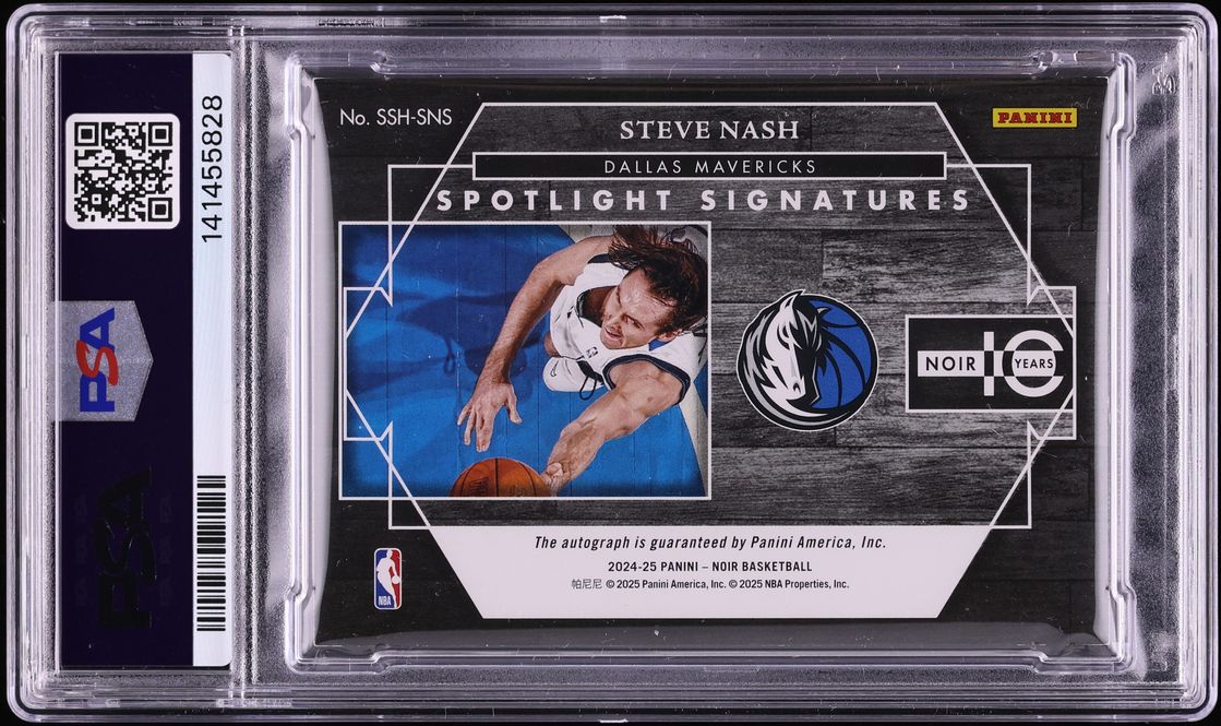2024 Panini Noir Spotlight Signatures Horizontal Steve Nash AUTO /99 #SSH-SNS PSA 6 EXMT