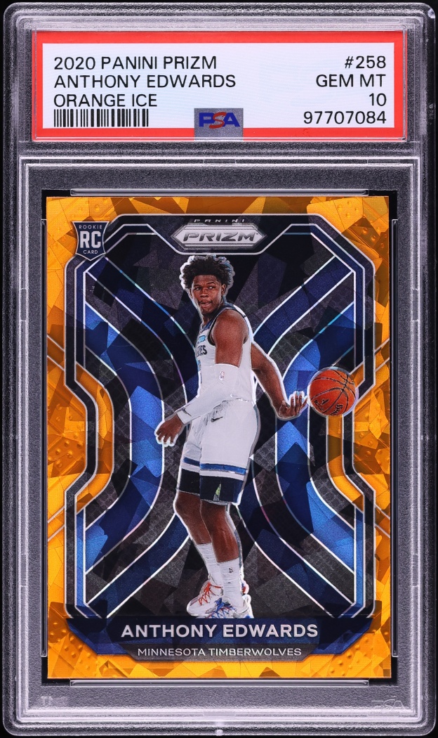 2020 Panini Prizm Orange Ice Anthony Edwards ROOKIE #258 PSA 10 GEM MINT