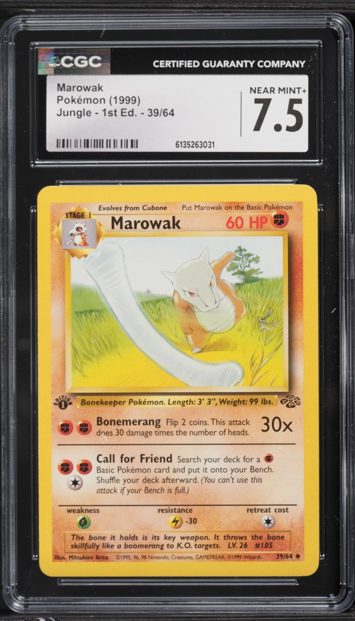 1999 Pokemon Jungle 1st Edition Marowak #39 CGC 7.5 NRMT+