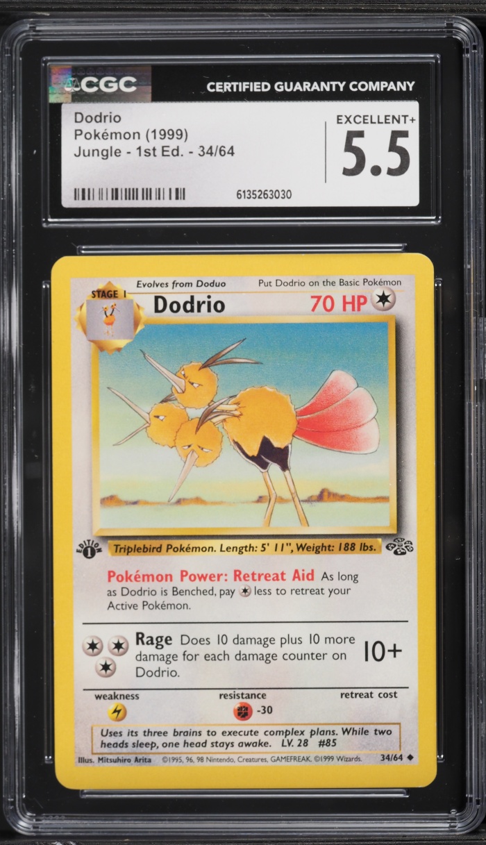 1999 Pokemon Jungle 1st Edition Dodrio #34 CGC 5.5 EX+