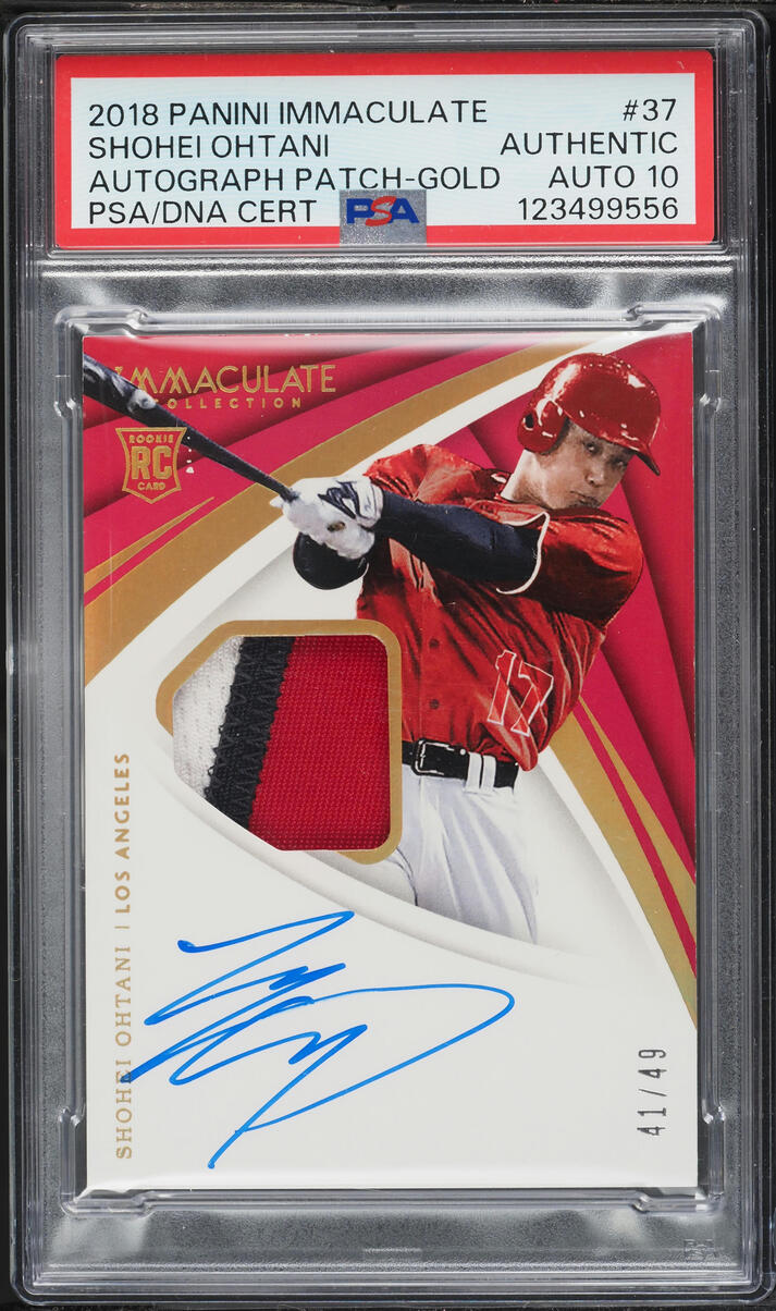 2018 Immaculate Collection Gold Shohei Ohtani ROOKIE PATCH AUTO DNA 10 /49 #37 PSA AUTH