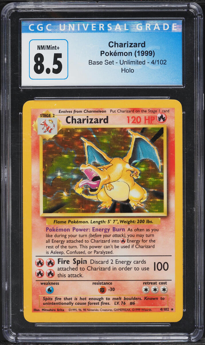 1999 Pokemon Base Set Holo Charizard #4 CGC 8.5 NM-MT+
