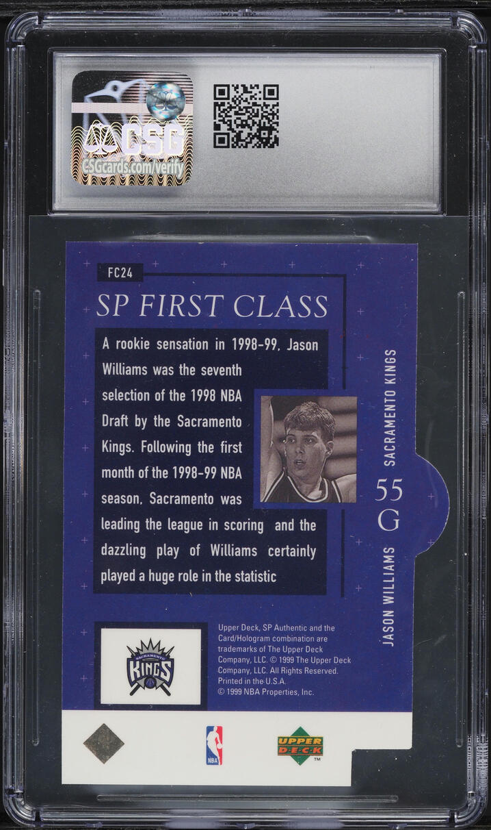 1998 SP Authentic First Class Jason Williams ROOKIE #FC24 CSG 9.5 MINT+