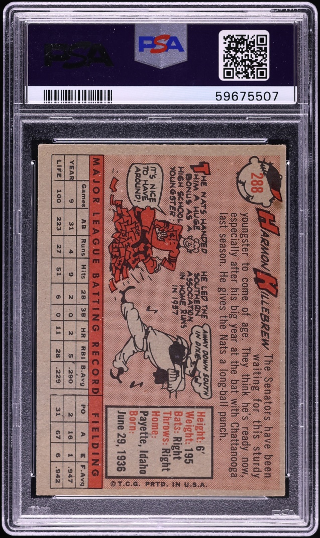1958 Topps Harmon Killebrew #288 PSA 4 VGEX