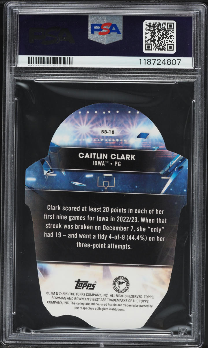 2022 Bowman University Best Buckets Die-Cut Caitlin Clark ROOKIE #BB-18 PSA 10 GEM MINT