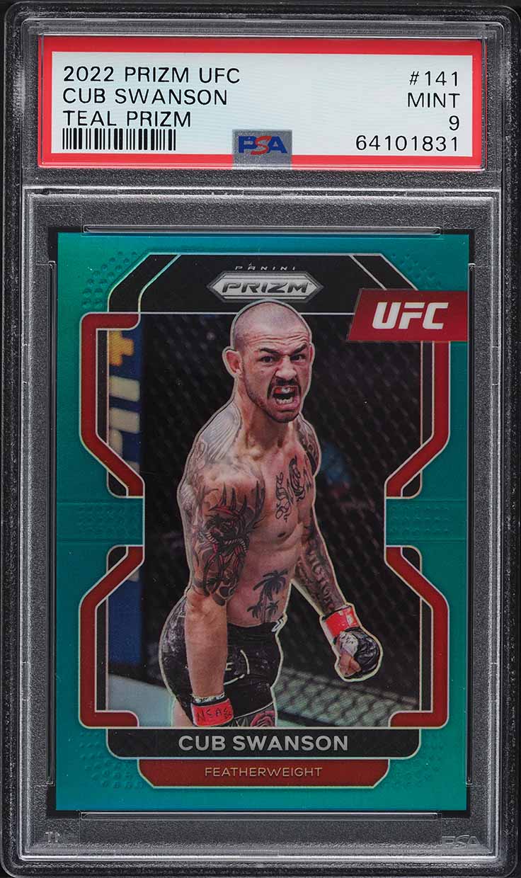 2022 Panini Prizm UFC Teal Prizms Cub Swanson /49 #141 PSA 9 MINT