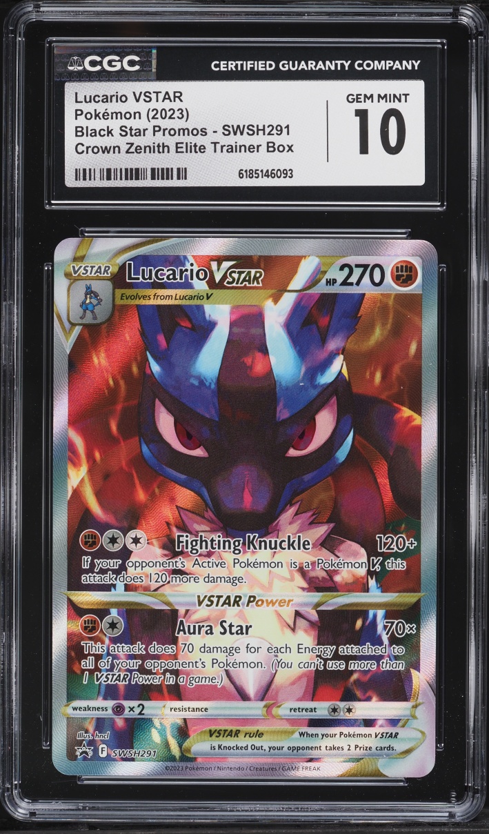 2023 Pokemon Sword & Shield Promo Crown Zenith ETB Full Art Lucario VSTAR #SWSH291 CGC 10 GEM